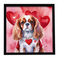 Cavalier Spaniel My Valentine Framed Metal Print Bathroom, Kitchen, Office, Home Decor Wall Art Ready to Hang, Square, 8X8