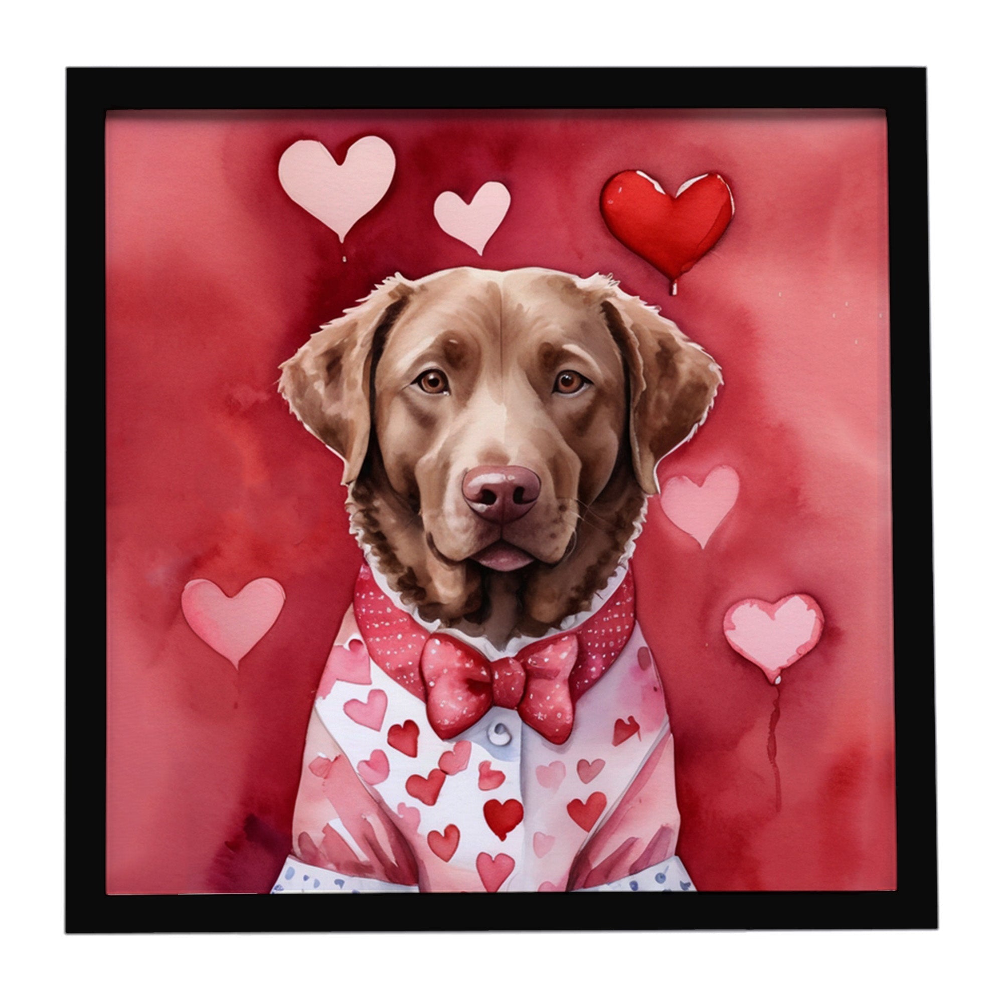 Chesapeake Bay Retriever My Valentine Framed Metal Print Bathroom, Kitchen, Office, Home Decor Wall Art Ready to Hang, Square, 8X8