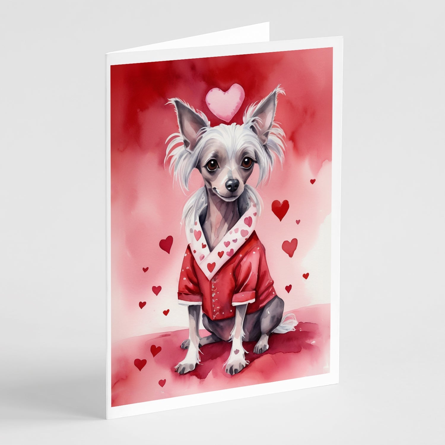 Chinese Crested My Valentine Greeting Cards Pack of 8 Blank Cards with Envelopes Whimsical A7 Size 5x7