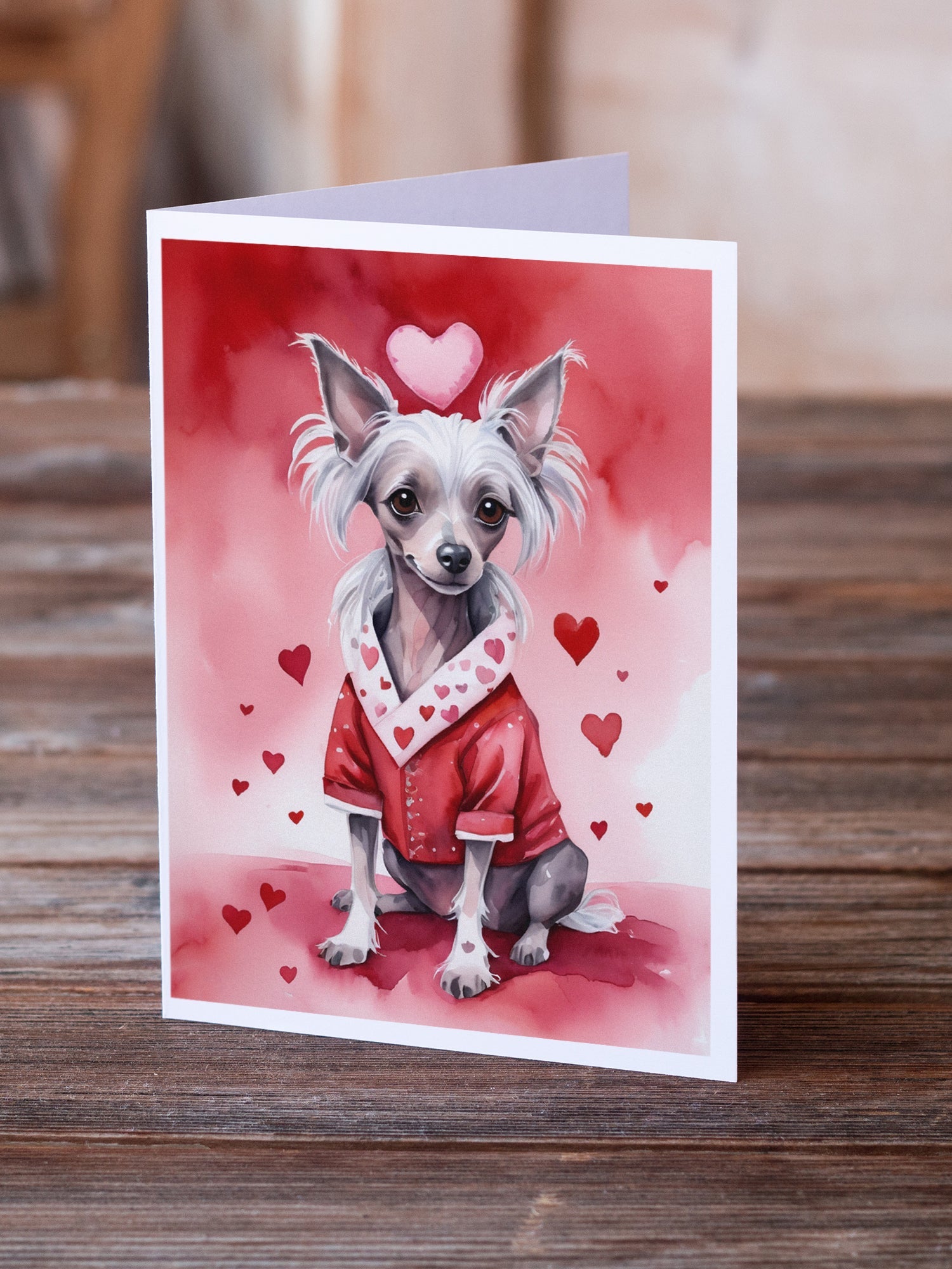 Chinese Crested My Valentine Greeting Cards Pack of 8 Blank Cards with Envelopes Whimsical A7 Size 5x7