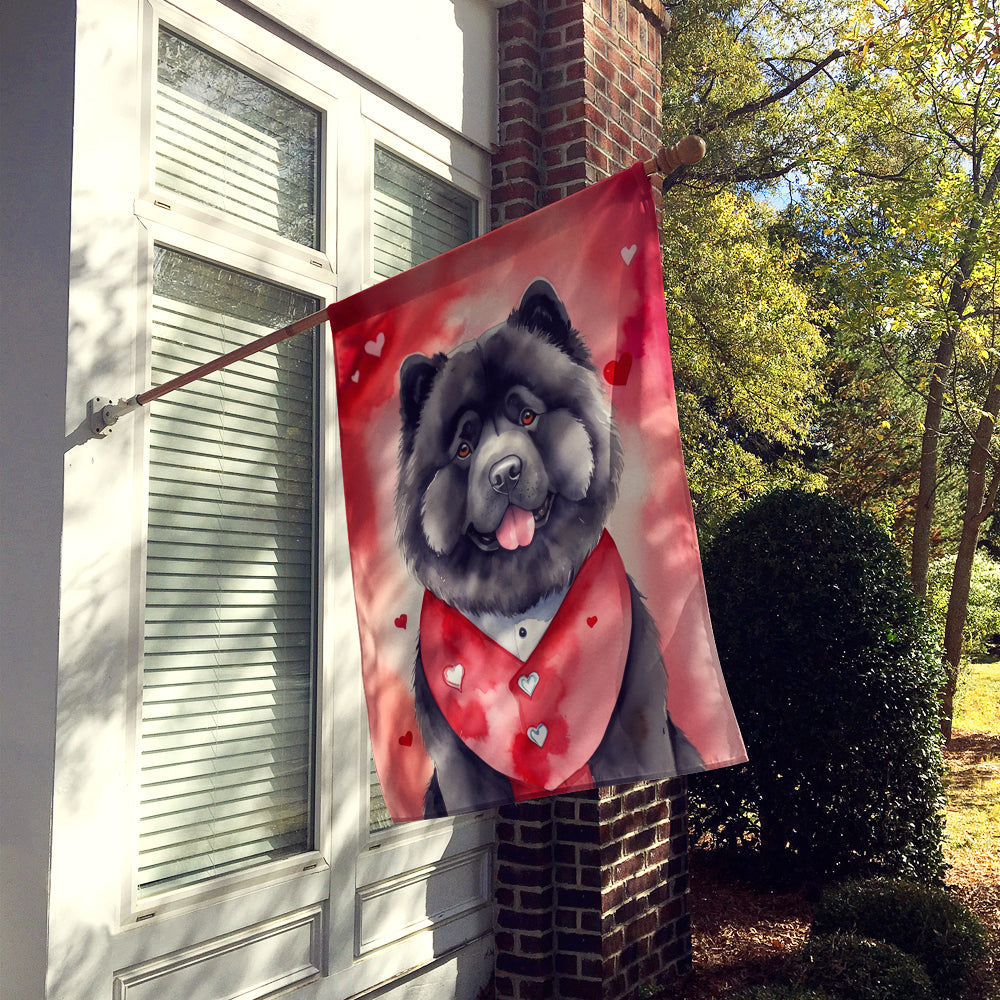 Chow Chow My Valentine House Flag 28x40 Porch Sleeve Pole Decorative Outside Yard Banner Artwork Wall Hanging, Polyester