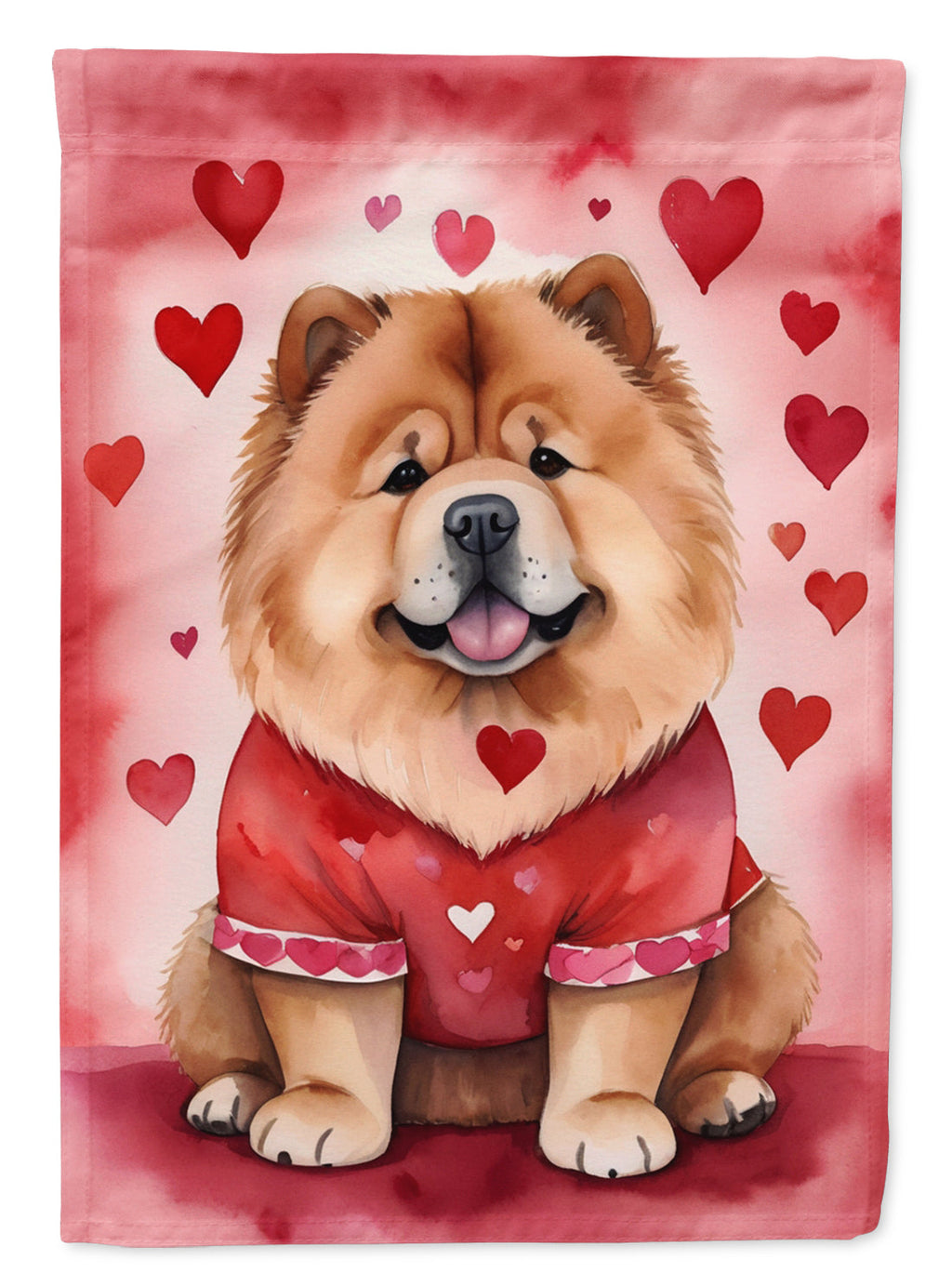 Chow Chow My Valentine House Flag 28x40 Porch Sleeve Pole Decorative Outside Yard Banner Artwork Wall Hanging, Polyester