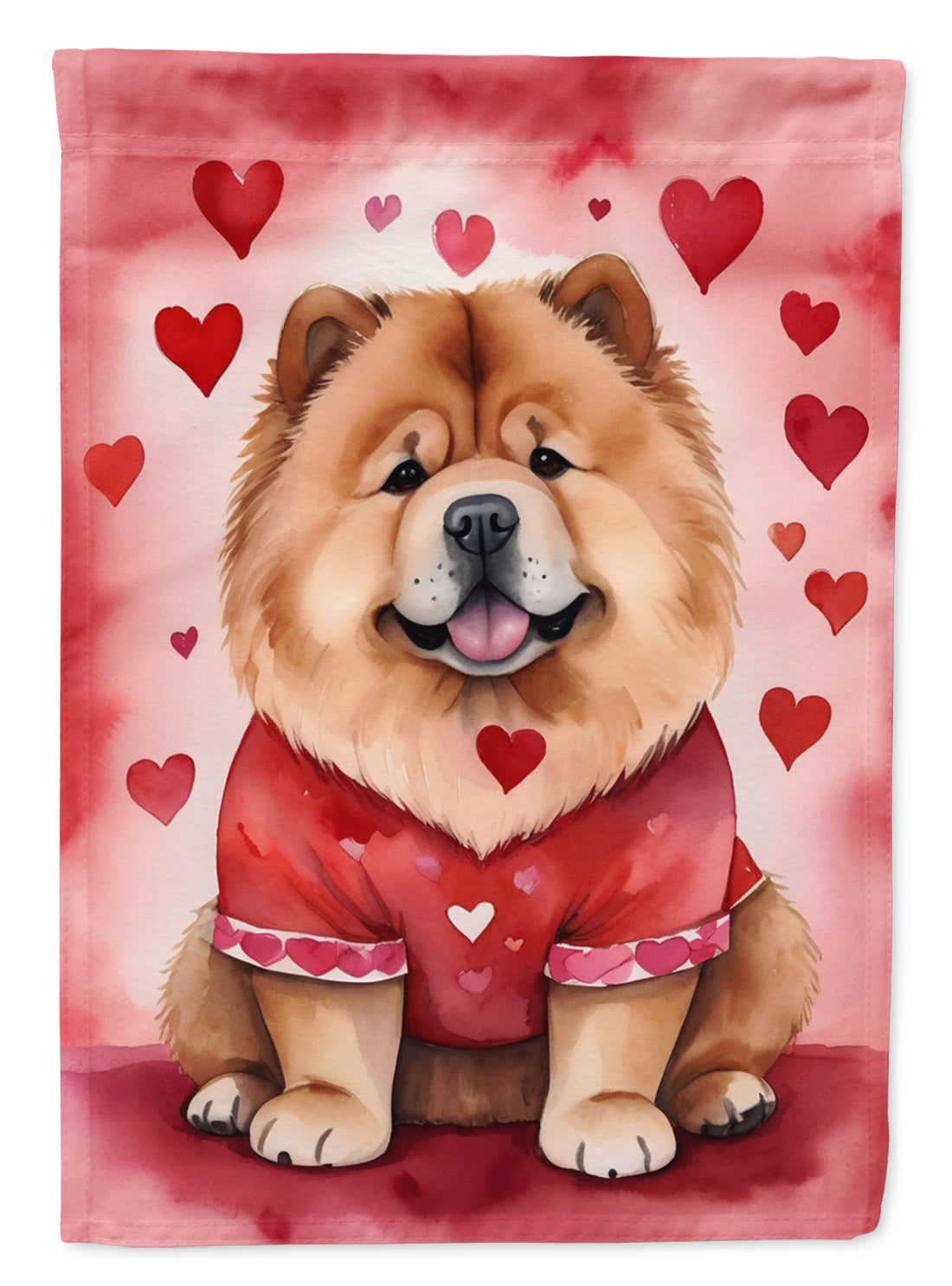 Chow Chow My Valentine House Flag 28x40 Porch Sleeve Pole Decorative Outside Yard Banner Artwork Wall Hanging, Polyester