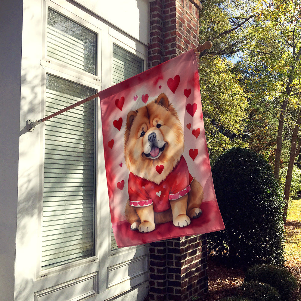 Chow Chow My Valentine House Flag 28x40 Porch Sleeve Pole Decorative Outside Yard Banner Artwork Wall Hanging, Polyester