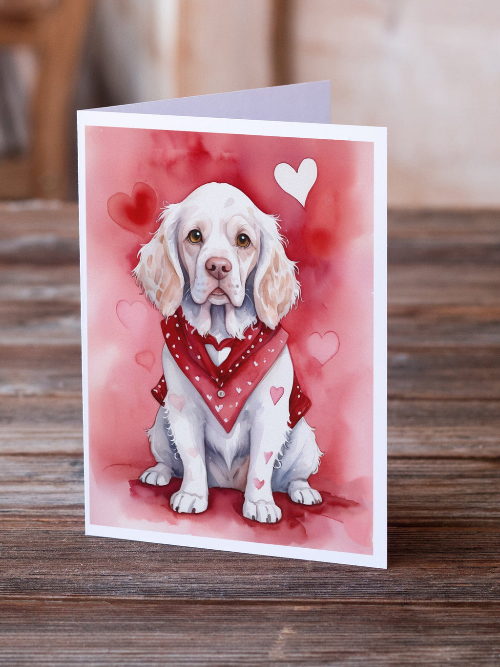 Clumber Spaniel My Valentine Greeting Cards Pack of 8 Blank Cards with Envelopes Whimsical A7 Size 5x7