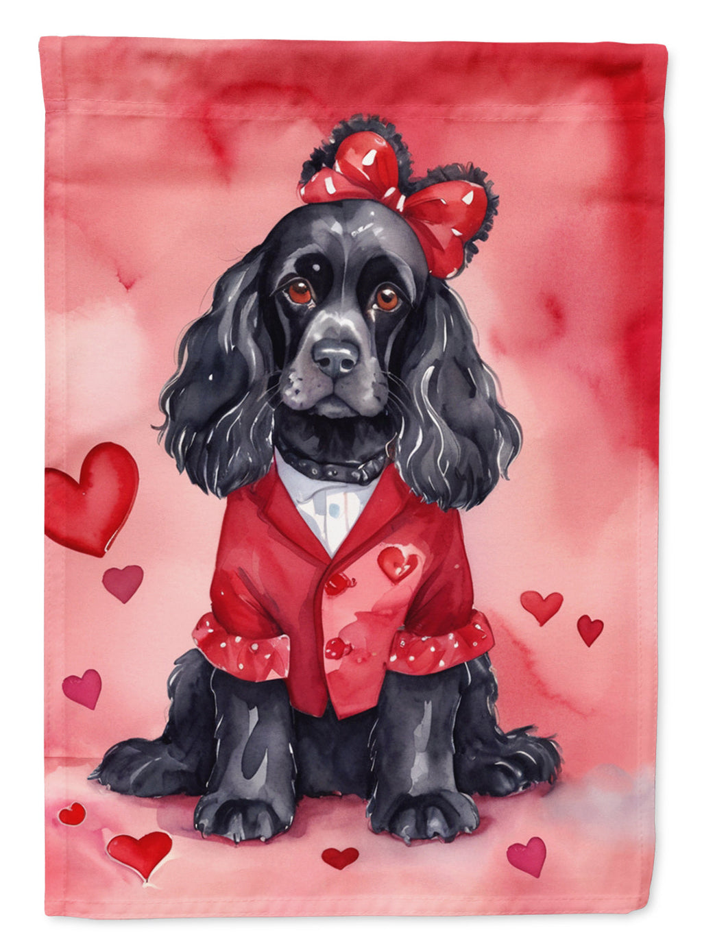 Cocker Spaniel My Valentine House Flag 28x40 Porch Sleeve Pole Decorative Outside Yard Banner Artwork Wall Hanging, Polyester