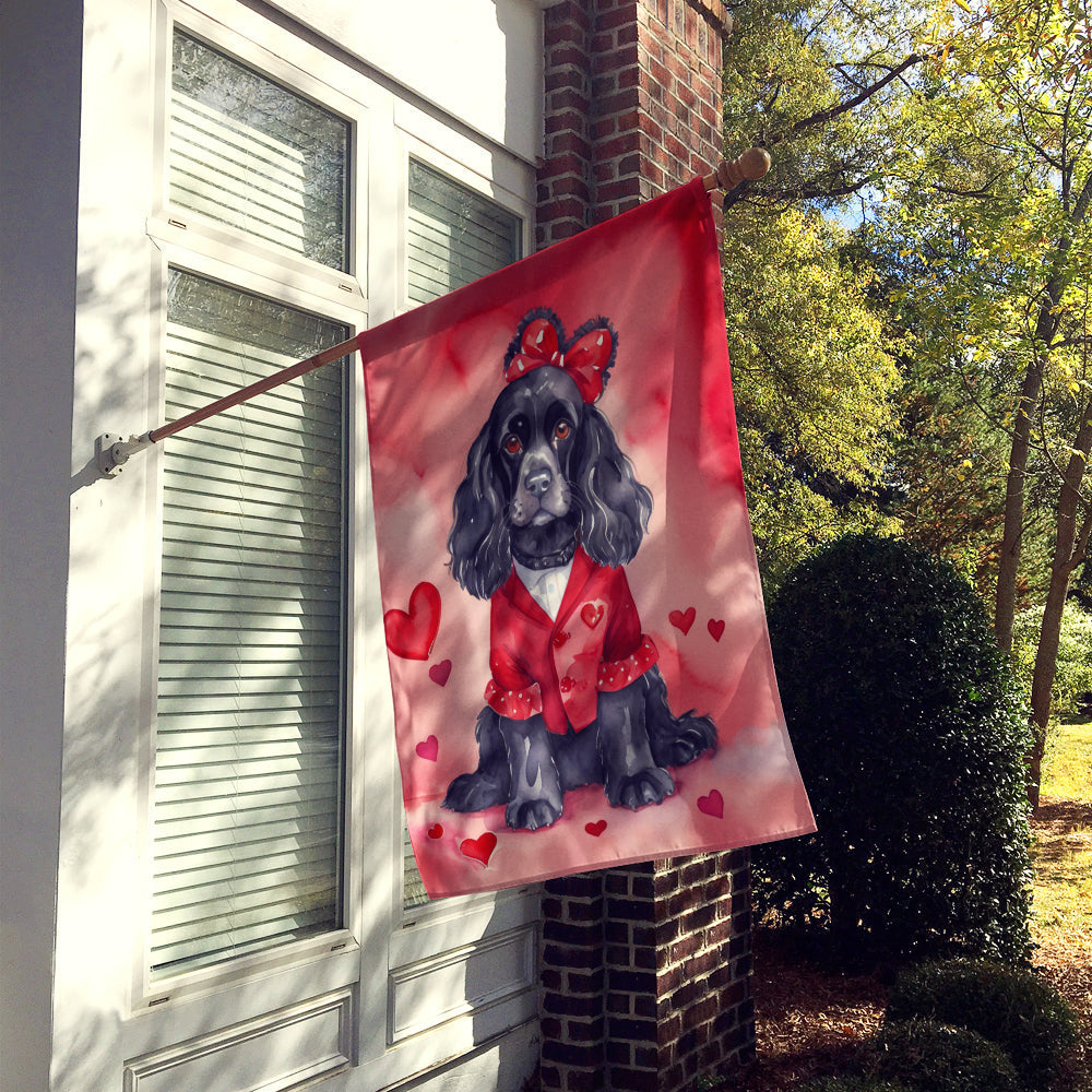 Cocker Spaniel My Valentine House Flag 28x40 Porch Sleeve Pole Decorative Outside Yard Banner Artwork Wall Hanging, Polyester