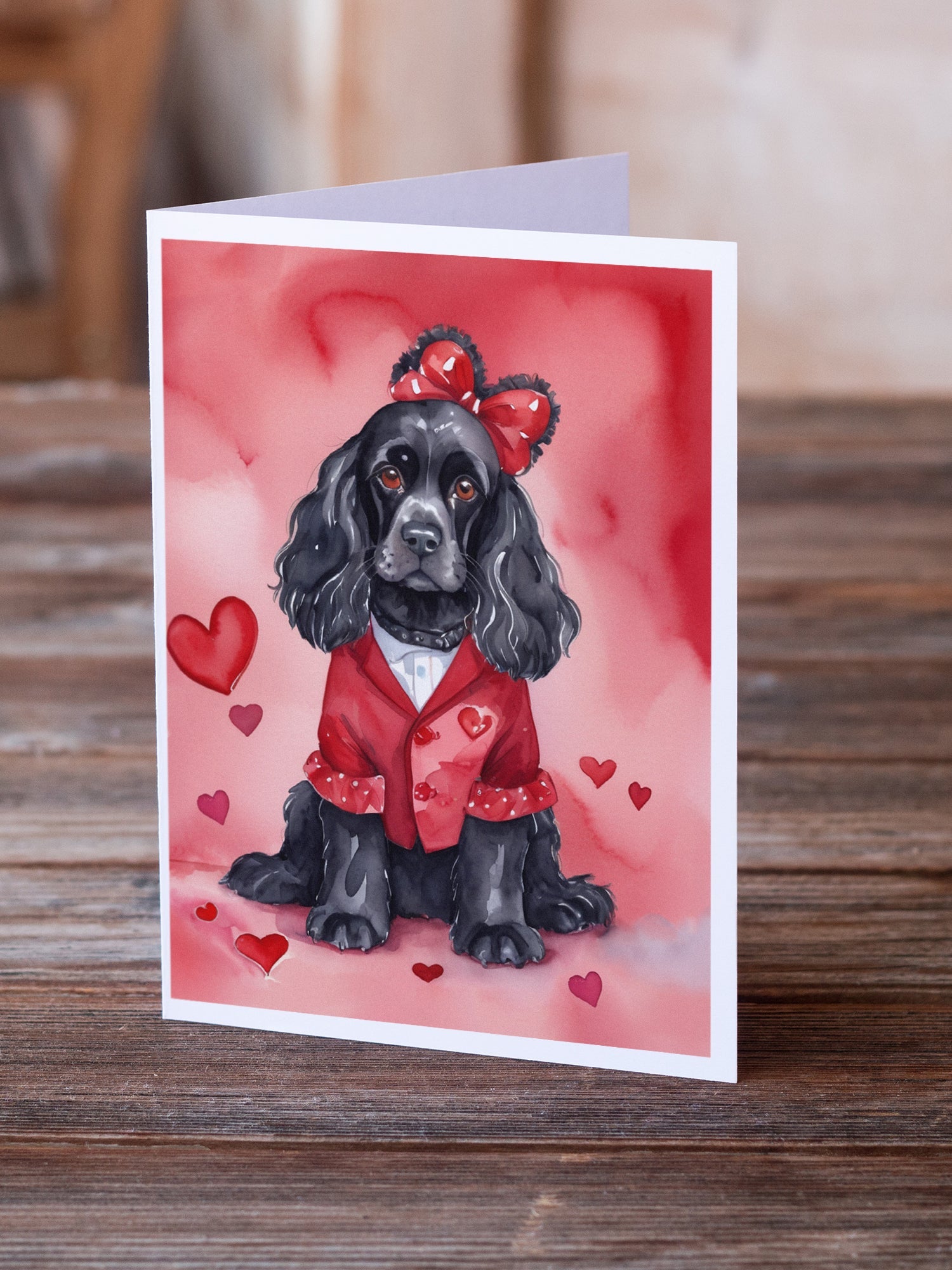 Cocker Spaniel My Valentine Greeting Cards Pack of 8 Blank Cards with Envelopes Whimsical A7 Size 5x7