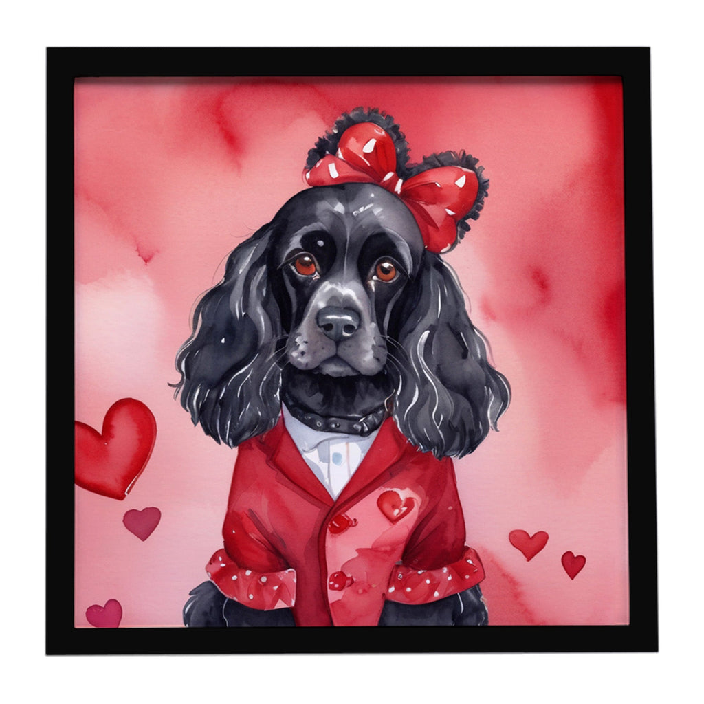Cocker Spaniel My Valentine Framed Metal Print Bathroom, Kitchen, Office, Home Decor Wall Art Ready to Hang, Square, 8X8