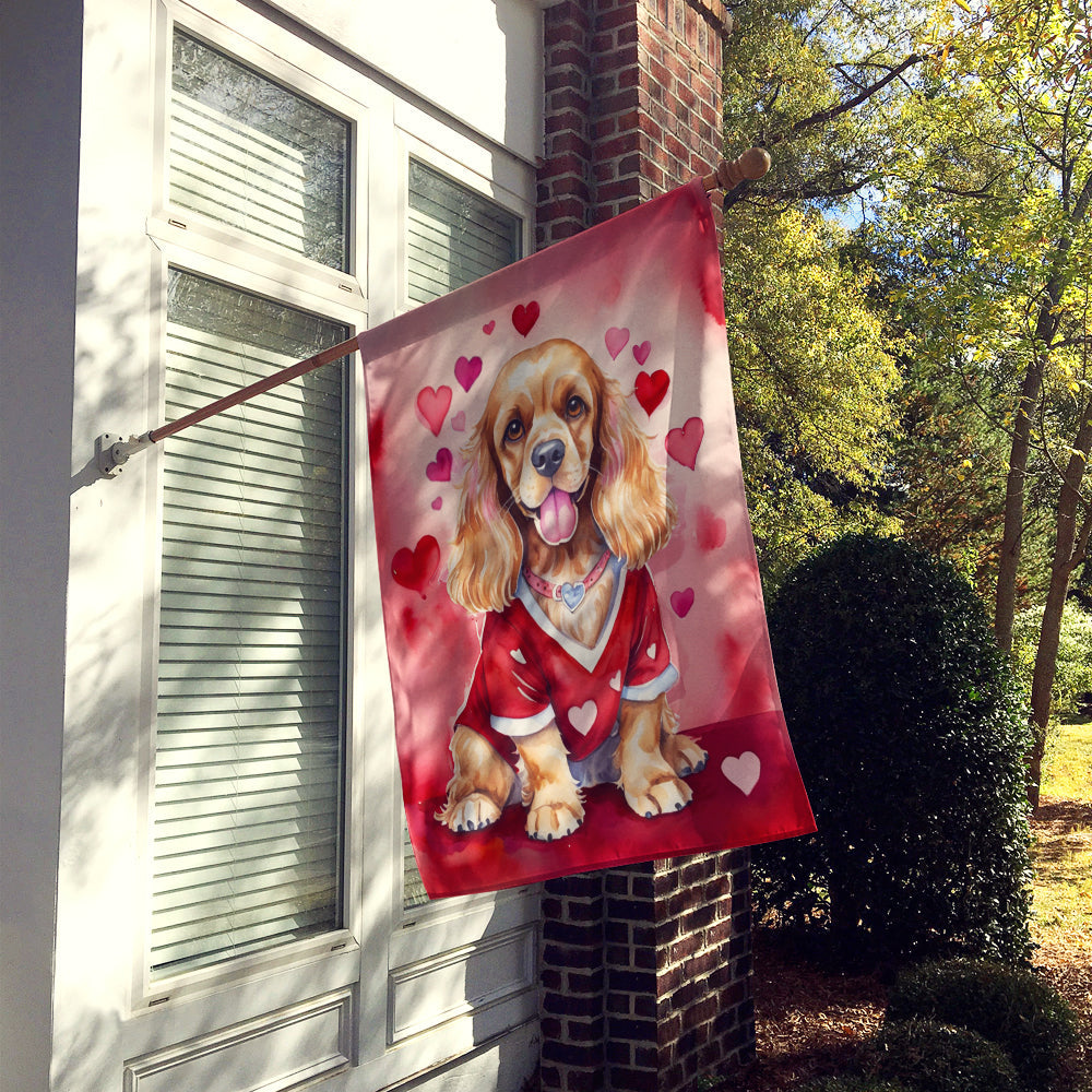 Cocker Spaniel My Valentine House Flag 28x40 Porch Sleeve Pole Decorative Outside Yard Banner Artwork Wall Hanging, Polyester