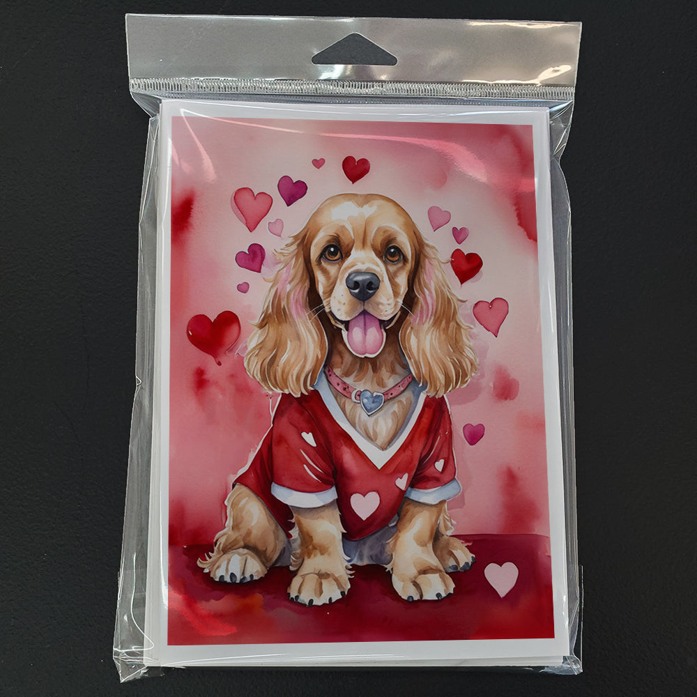 Cocker Spaniel My Valentine Greeting Cards Pack of 8 Blank Cards with Envelopes Whimsical A7 Size 5x7