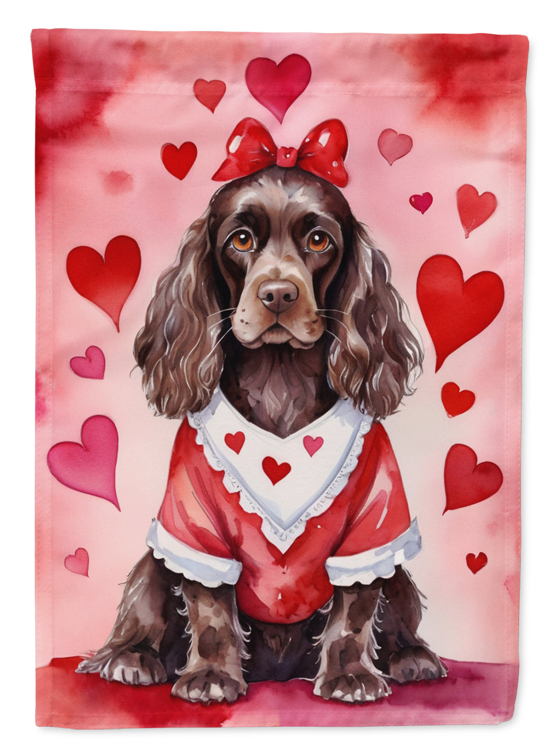 Cocker Spaniel My Valentine House Flag 28x40 Porch Sleeve Pole Decorative Outside Yard Banner Artwork Wall Hanging, Polyester