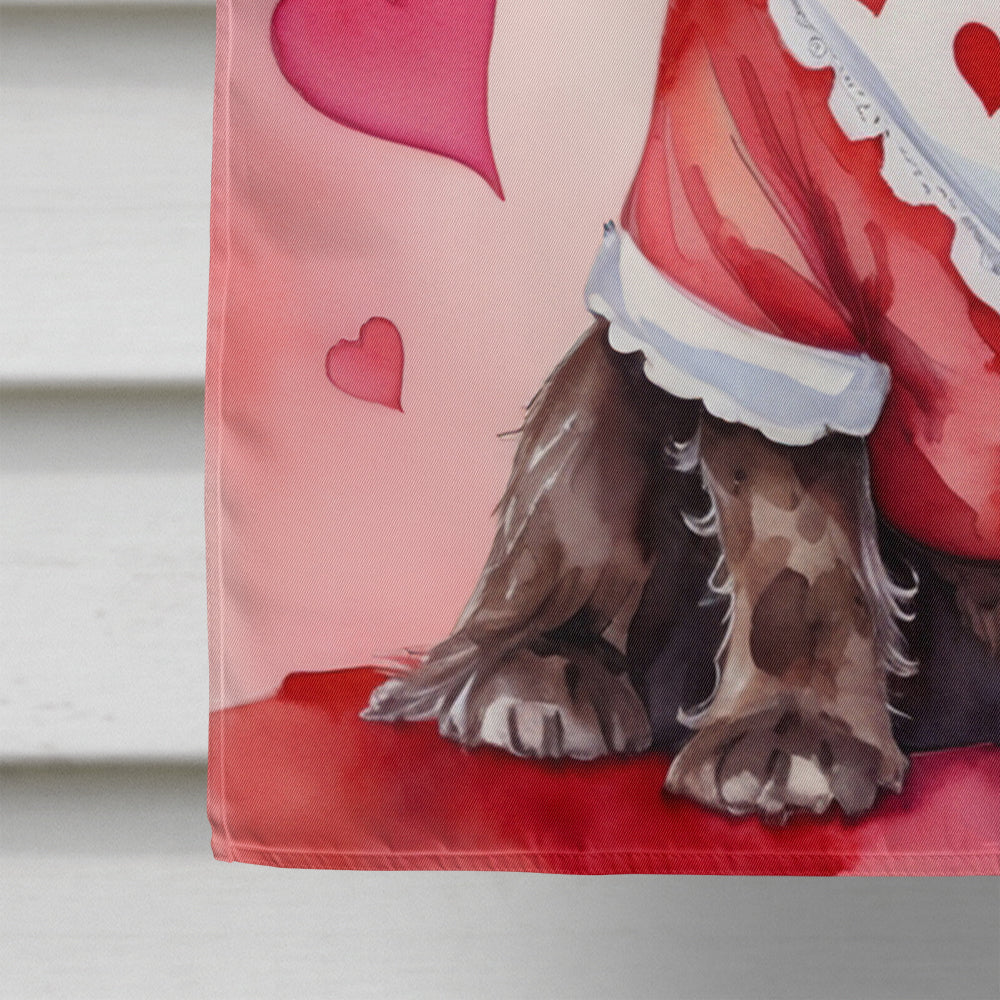 Cocker Spaniel My Valentine House Flag 28x40 Porch Sleeve Pole Decorative Outside Yard Banner Artwork Wall Hanging, Polyester