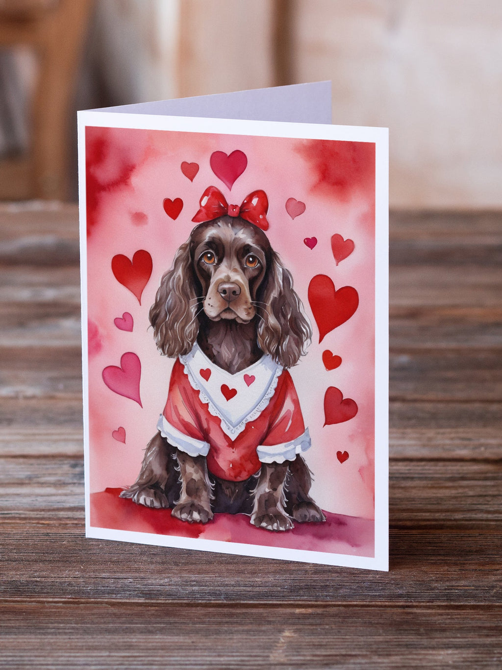 Cocker Spaniel My Valentine Greeting Cards Pack of 8 Blank Cards with Envelopes Whimsical A7 Size 5x7