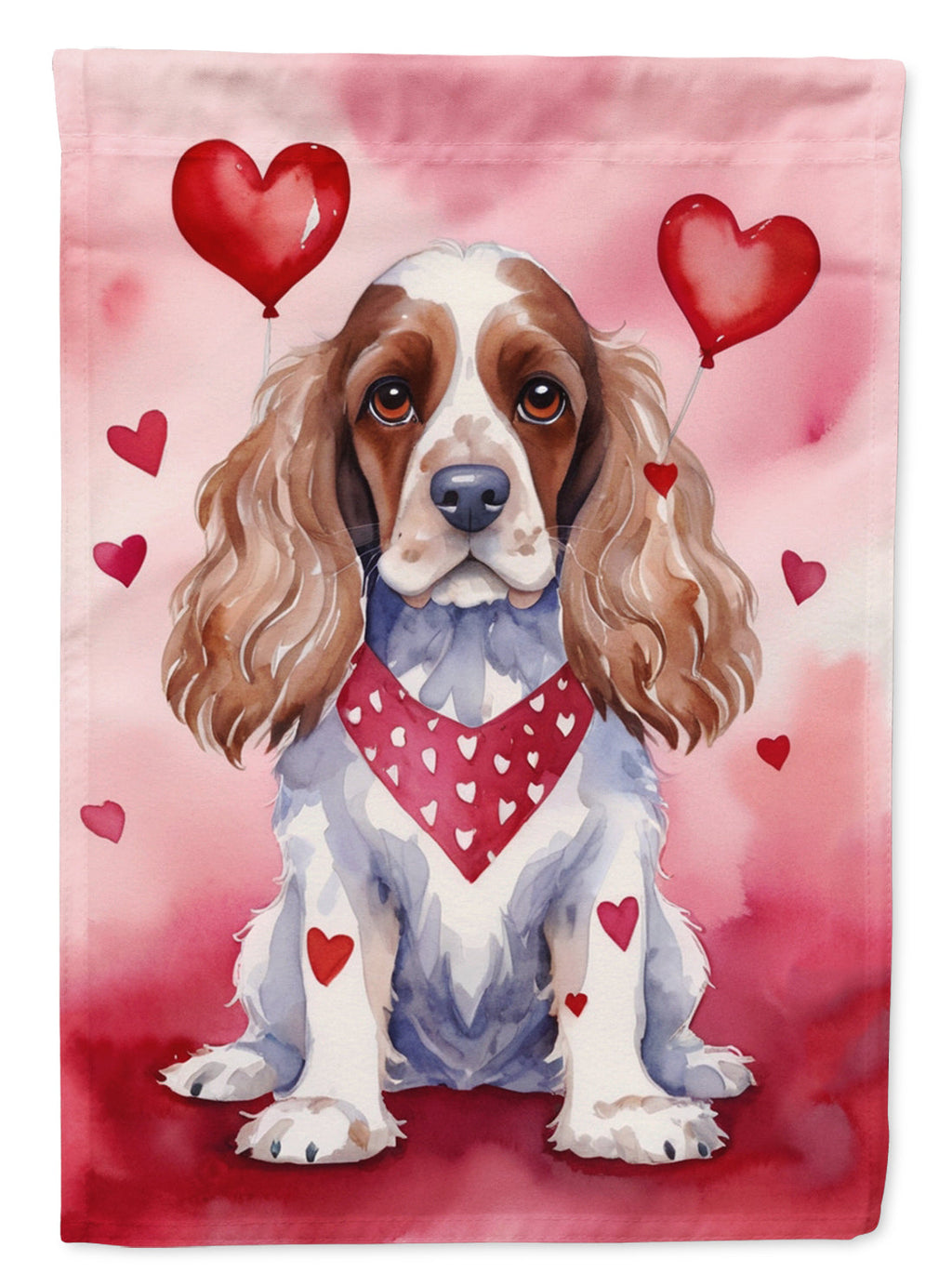 Cocker Spaniel My Valentine House Flag 28x40 Porch Sleeve Pole Decorative Outside Yard Banner Artwork Wall Hanging, Polyester