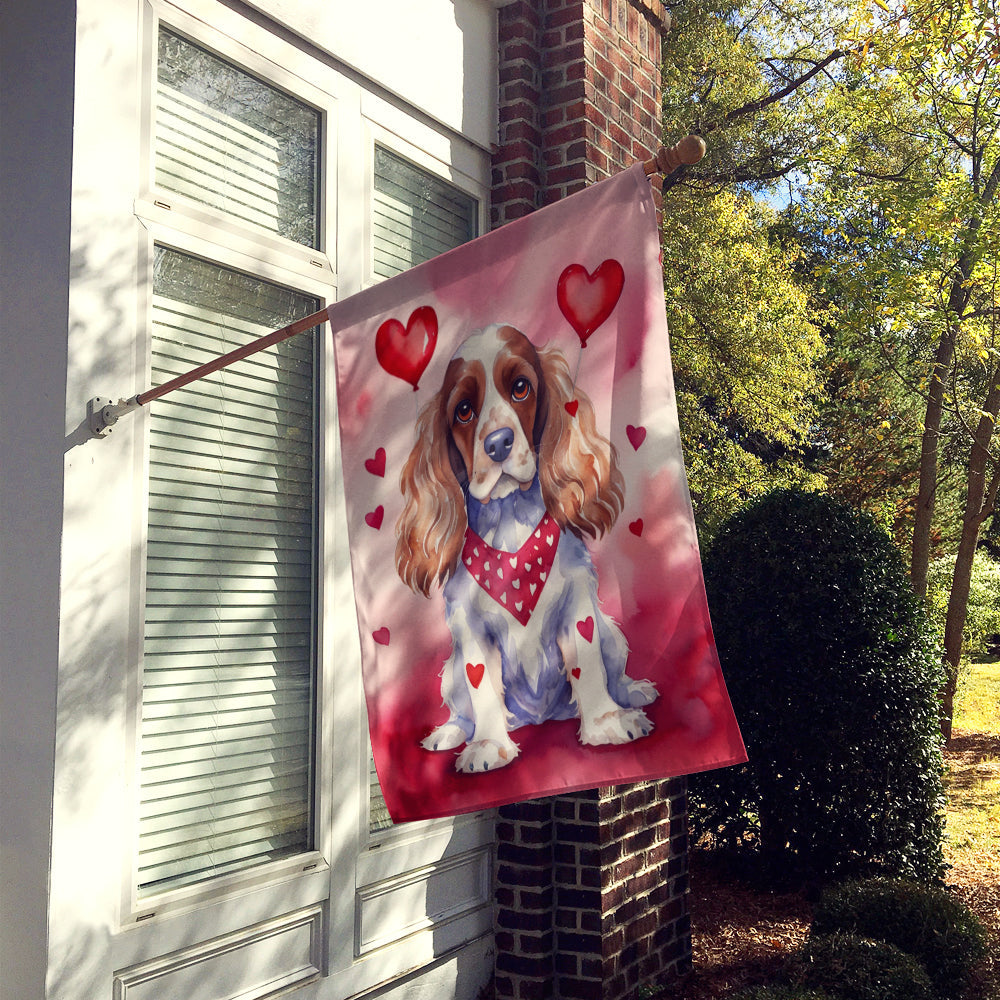Cocker Spaniel My Valentine House Flag 28x40 Porch Sleeve Pole Decorative Outside Yard Banner Artwork Wall Hanging, Polyester
