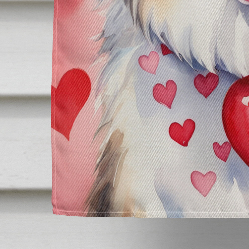 Collie My Valentine House Flag 28x40 Porch Sleeve Pole Decorative Outside Yard Banner Artwork Wall Hanging, Polyester