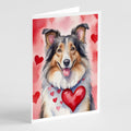 Collie My Valentine Greeting Cards Pack of 8 Blank Cards with Envelopes Whimsical A7 Size 5x7