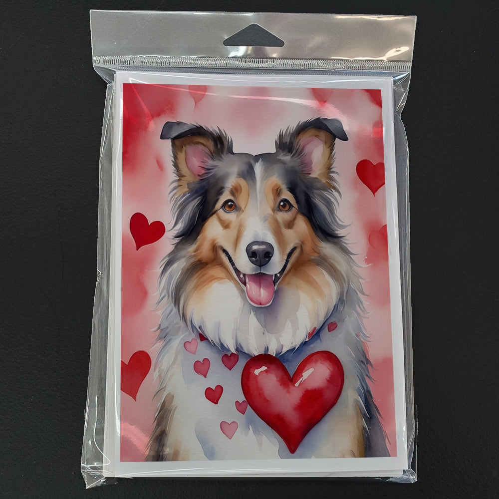 Collie My Valentine Greeting Cards Pack of 8 Blank Cards with Envelopes Whimsical A7 Size 5x7