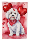 Coton de Tulear My Valentine House Flag 28x40 Porch Sleeve Pole Decorative Outside Yard Banner Artwork Wall Hanging, Polyester