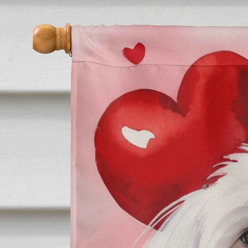 Coton de Tulear My Valentine House Flag 28x40 Porch Sleeve Pole Decorative Outside Yard Banner Artwork Wall Hanging, Polyester