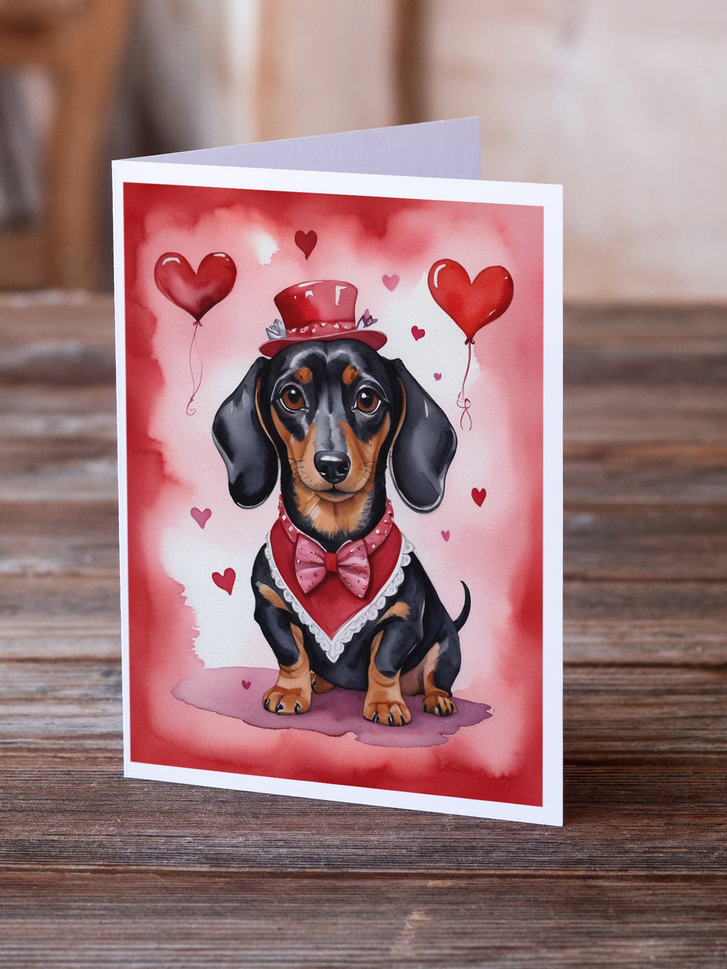 Dachshund My Valentine Greeting Cards Pack of 8 Blank Cards with Envelopes Whimsical A7 Size 5x7