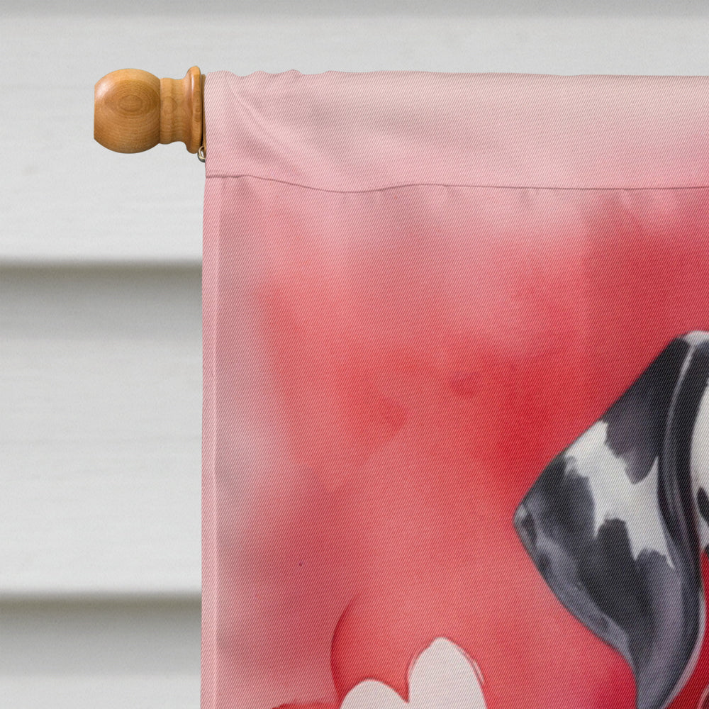 Dalmatian My Valentine House Flag 28x40 Porch Sleeve Pole Decorative Outside Yard Banner Artwork Wall Hanging, Polyester