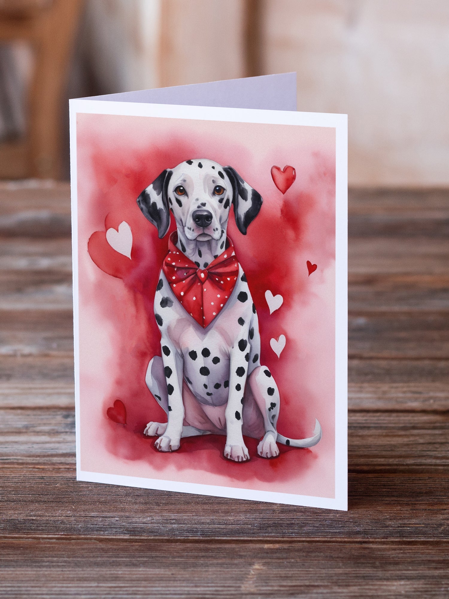 Dalmatian My Valentine Greeting Cards Pack of 8 Blank Cards with Envelopes Whimsical A7 Size 5x7