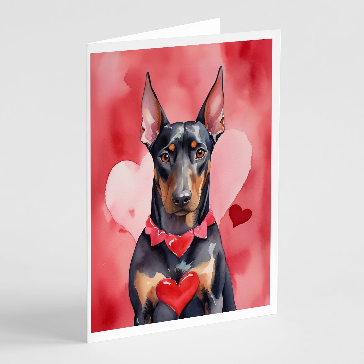 Doberman Pinscher My Valentine Greeting Cards Pack of 8 Blank Cards with Envelopes Whimsical A7 Size 5x7