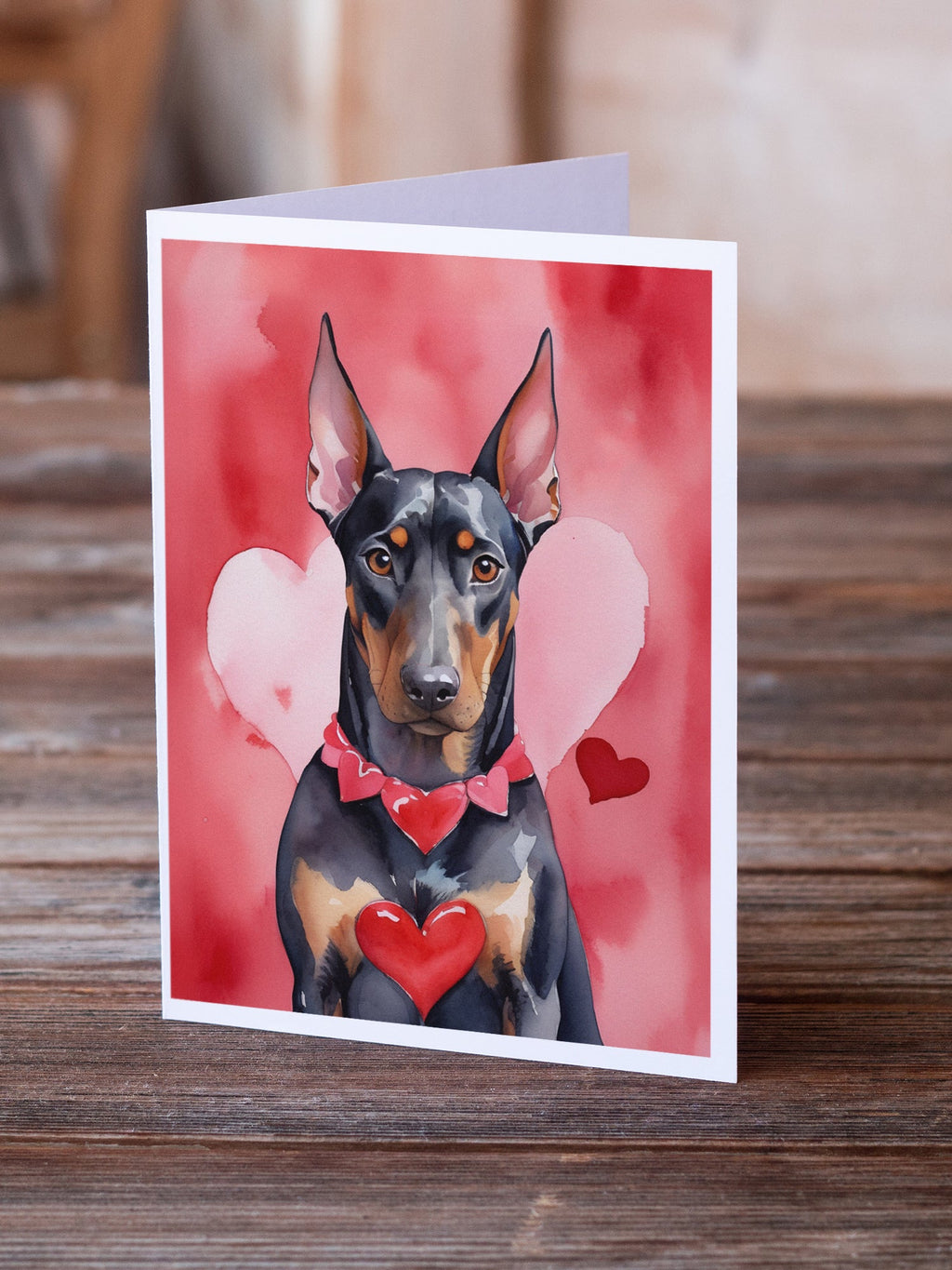 Doberman Pinscher My Valentine Greeting Cards Pack of 8 Blank Cards with Envelopes Whimsical A7 Size 5x7