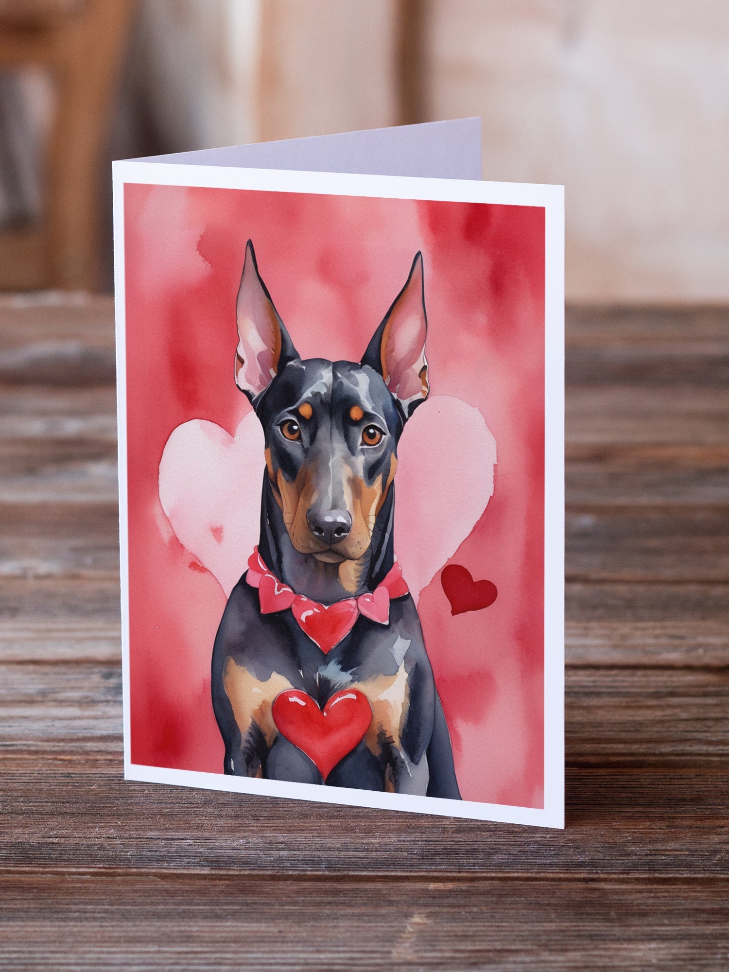 Doberman Pinscher My Valentine Greeting Cards Pack of 8 Blank Cards with Envelopes Whimsical A7 Size 5x7