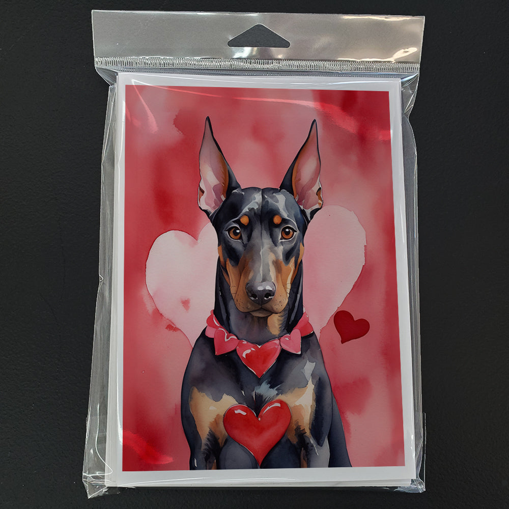 Doberman Pinscher My Valentine Greeting Cards Pack of 8 Blank Cards with Envelopes Whimsical A7 Size 5x7