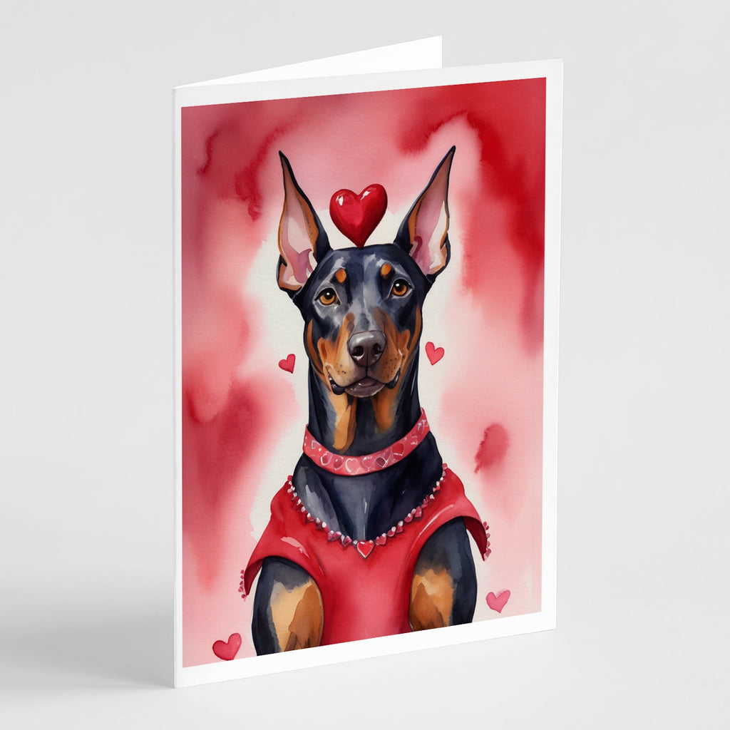 Doberman Pinscher My Valentine Greeting Cards Pack of 8 Blank Cards with Envelopes Whimsical A7 Size 5x7