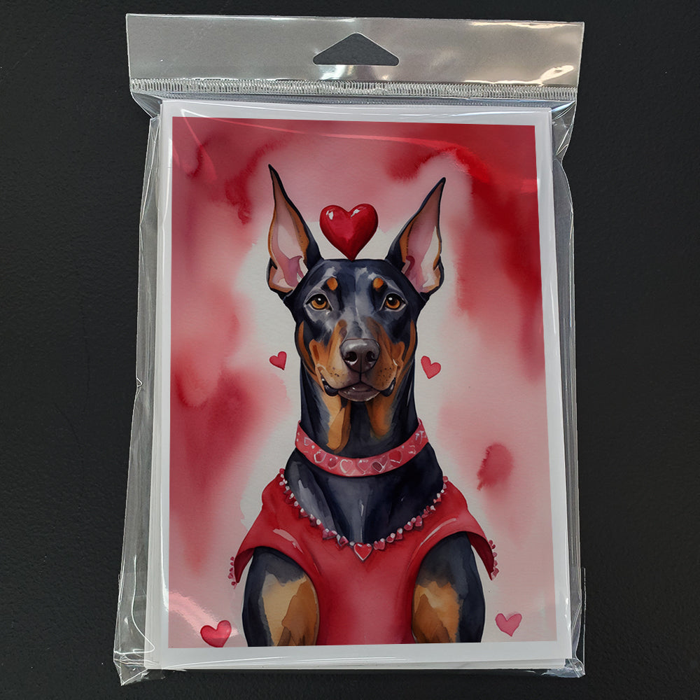 Doberman Pinscher My Valentine Greeting Cards Pack of 8 Blank Cards with Envelopes Whimsical A7 Size 5x7