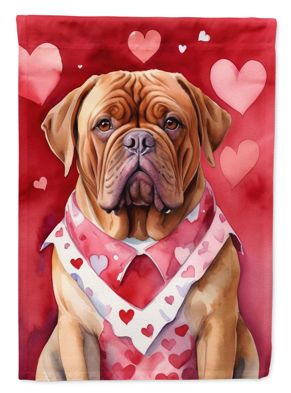 Dogue de Bordeaux My Valentine House Flag 28x40 Porch Sleeve Pole Decorative Outside Yard Banner Artwork Wall Hanging, Polyester