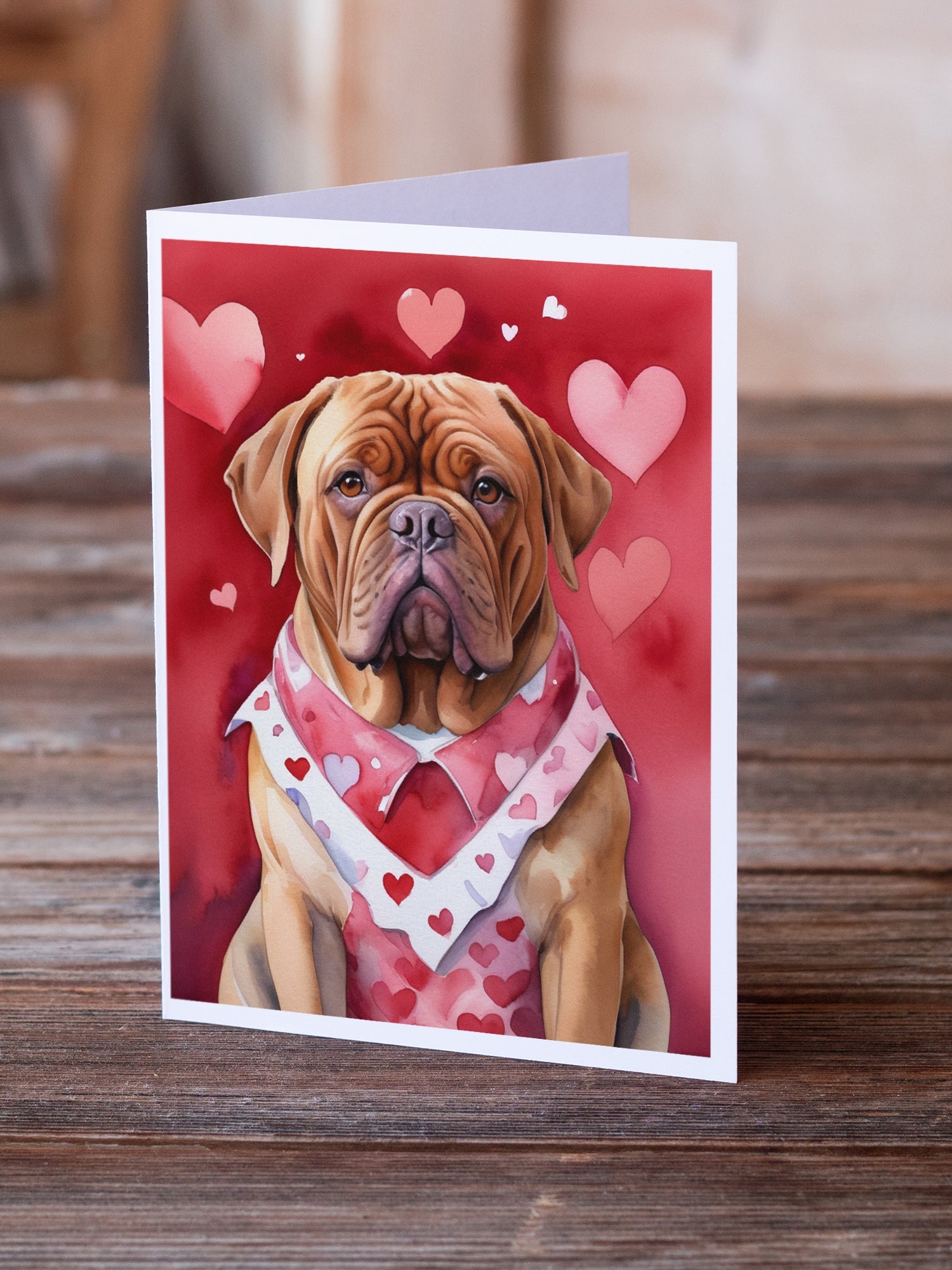 Dogue de Bordeaux My Valentine Greeting Cards Pack of 8 Blank Cards with Envelopes Whimsical A7 Size 5x7