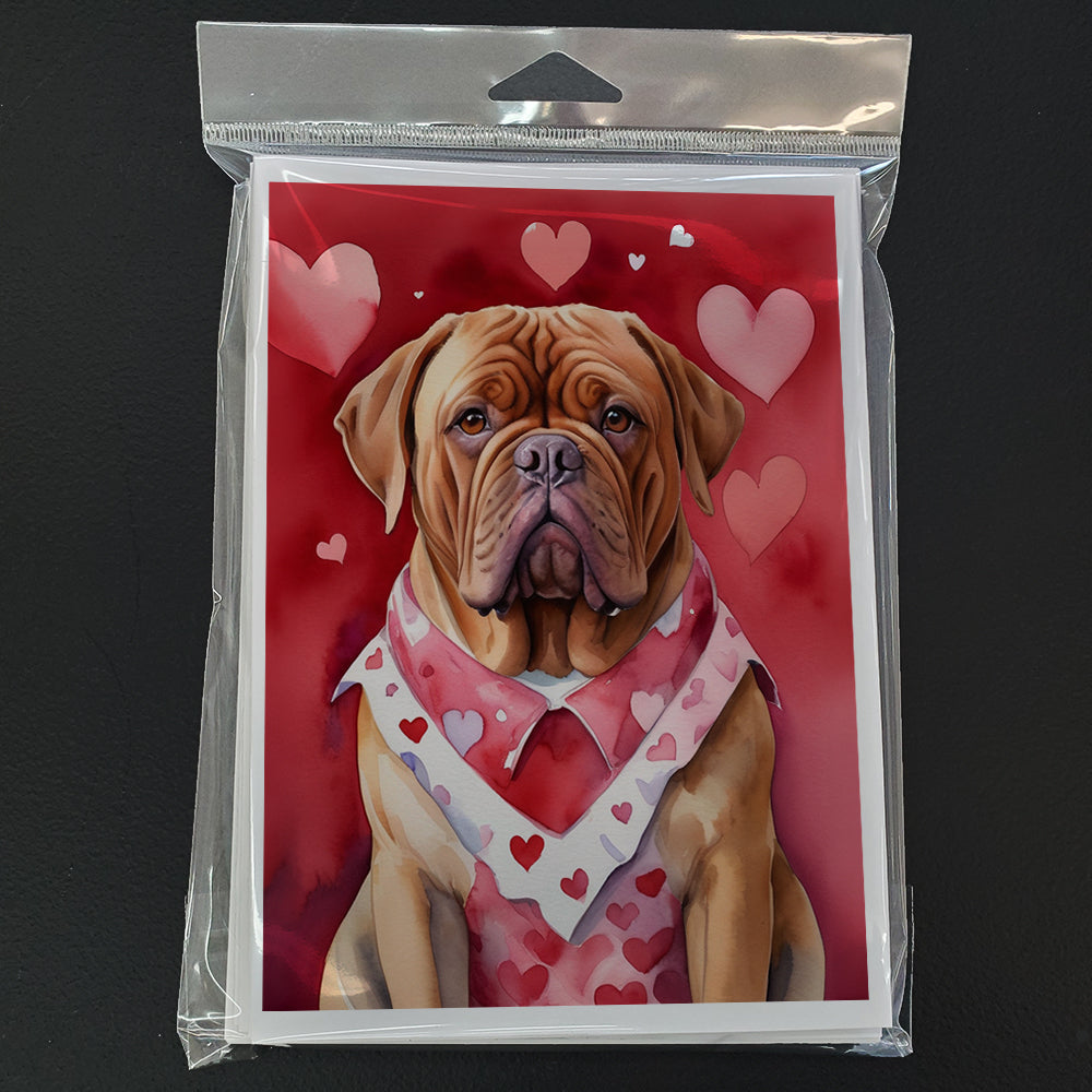 Dogue de Bordeaux My Valentine Greeting Cards Pack of 8 Blank Cards with Envelopes Whimsical A7 Size 5x7