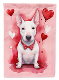 English Bull Terrier My Valentine House Flag 28x40 Porch Sleeve Pole Decorative Outside Yard Banner Artwork Wall Hanging, Polyester