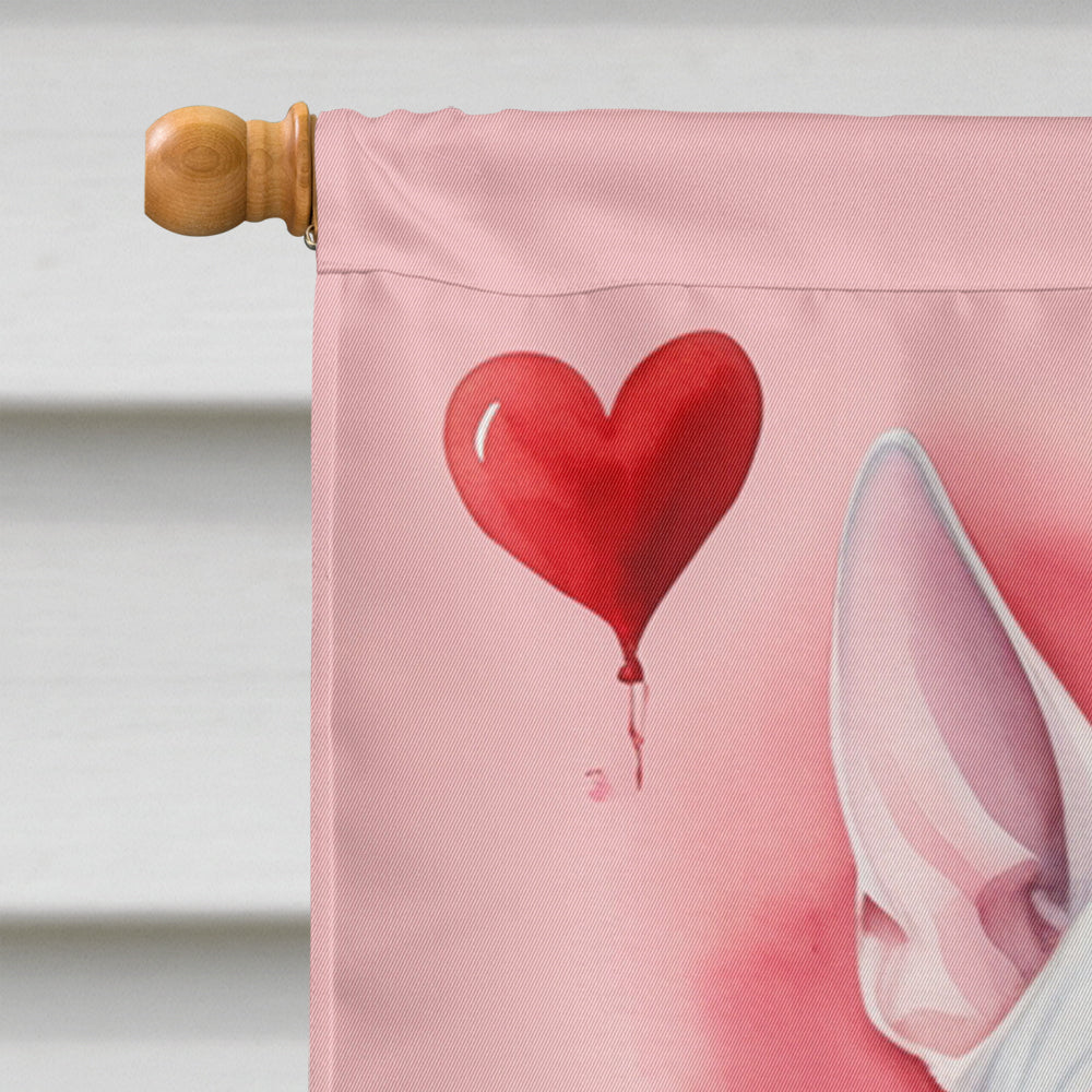English Bull Terrier My Valentine House Flag 28x40 Porch Sleeve Pole Decorative Outside Yard Banner Artwork Wall Hanging, Polyester