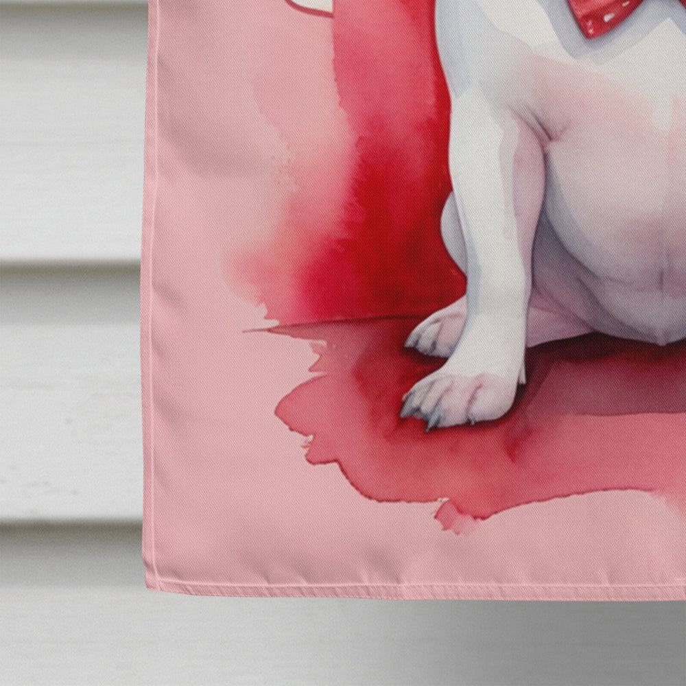 English Bull Terrier My Valentine House Flag 28x40 Porch Sleeve Pole Decorative Outside Yard Banner Artwork Wall Hanging, Polyester