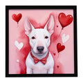 English Bull Terrier My Valentine Framed Metal Print Bathroom, Kitchen, Office, Home Decor Wall Art Ready to Hang, Square, 8X8