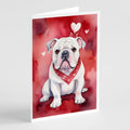 English Bulldog My Valentine Greeting Cards Pack of 8 Blank Cards with Envelopes Whimsical A7 Size 5x7
