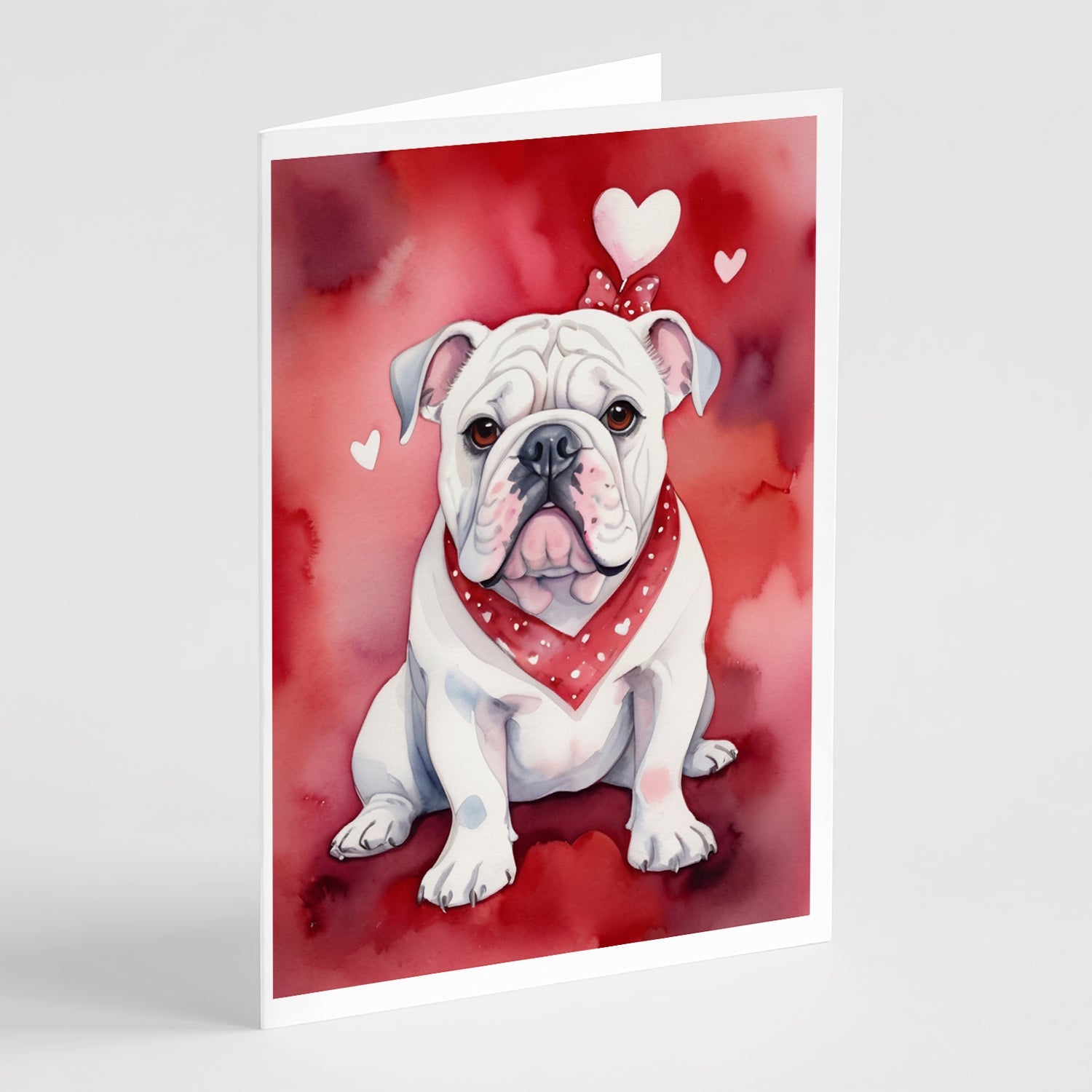 English Bulldog My Valentine Greeting Cards Pack of 8 Blank Cards with Envelopes Whimsical A7 Size 5x7