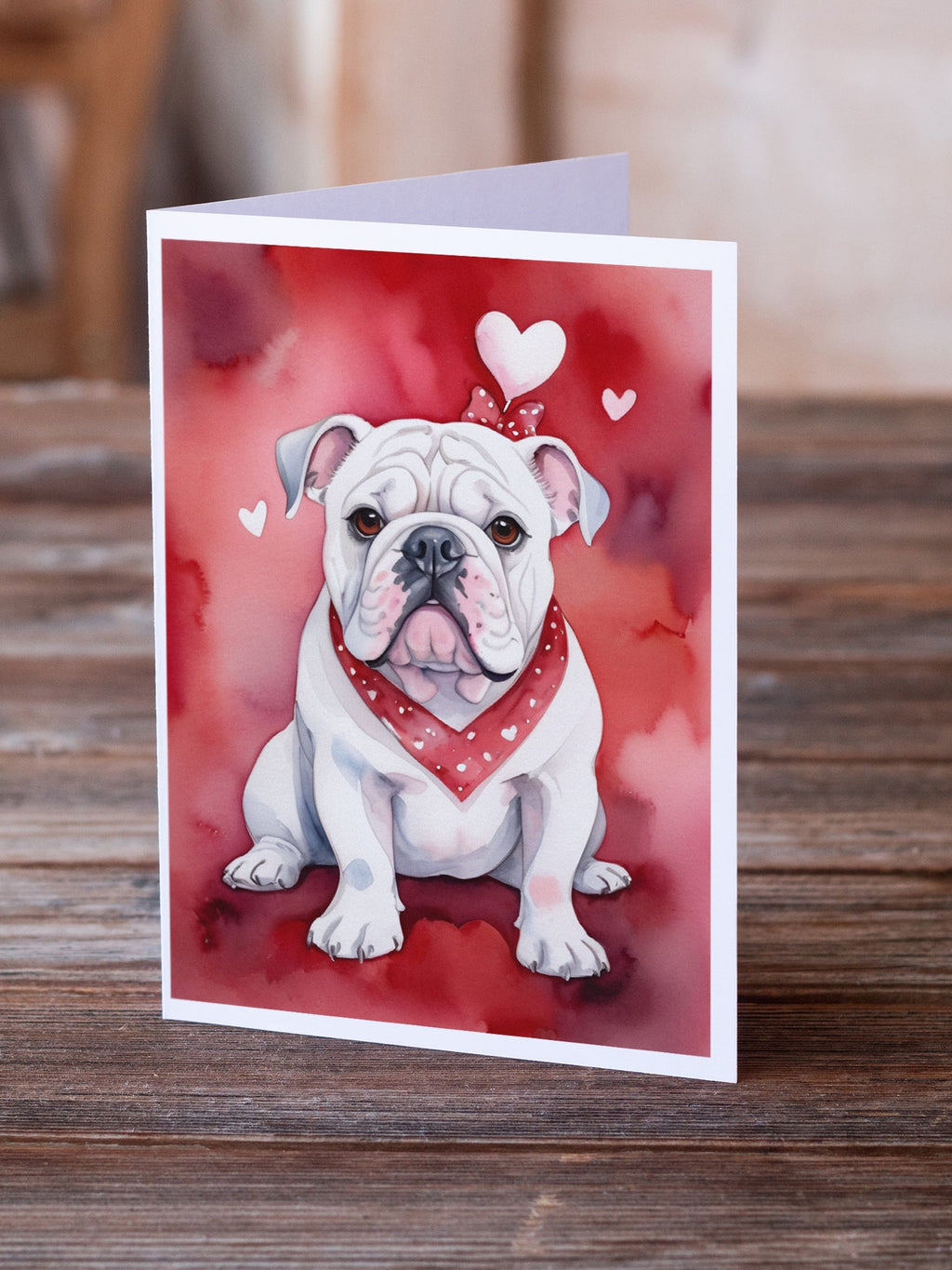 English Bulldog My Valentine Greeting Cards Pack of 8 Blank Cards with Envelopes Whimsical A7 Size 5x7
