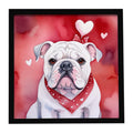 English Bulldog My Valentine Framed Metal Print Bathroom, Kitchen, Office, Home Decor Wall Art Ready to Hang, Square, 8X8