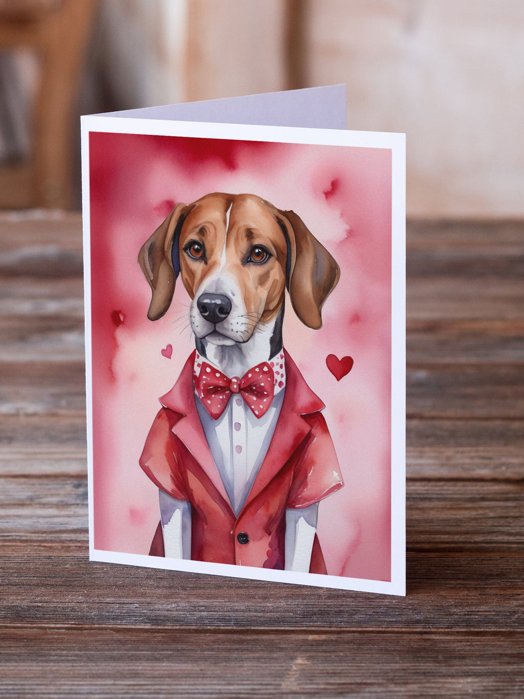 English Foxhound My Valentine Greeting Cards Pack of 8 Blank Cards with Envelopes Whimsical A7 Size 5x7