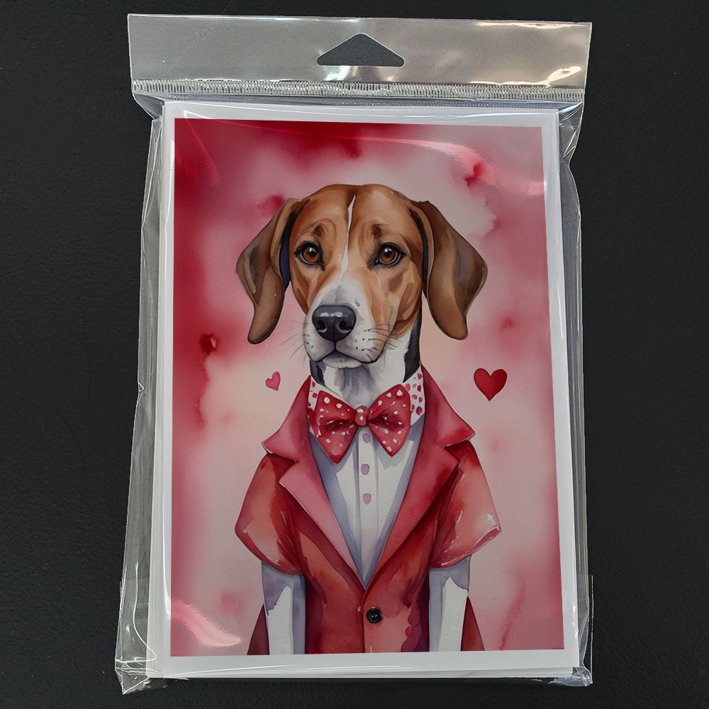 English Foxhound My Valentine Greeting Cards Pack of 8 Blank Cards with Envelopes Whimsical A7 Size 5x7
