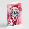 English Setter My Valentine Greeting Cards Pack of 8 Blank Cards with Envelopes Whimsical A7 Size 5x7