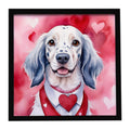 English Setter My Valentine Framed Metal Print Bathroom, Kitchen, Office, Home Decor Wall Art Ready to Hang, Square, 8X8