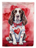 English Springer Spaniel My Valentine House Flag 28x40 Porch Sleeve Pole Decorative Outside Yard Banner Artwork Wall Hanging, Polyester